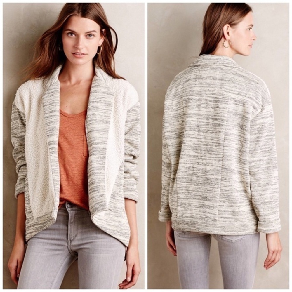 Anthropologie Saturday Sunday Moelleux Collared Jacket Sweater Cardigan Grey M